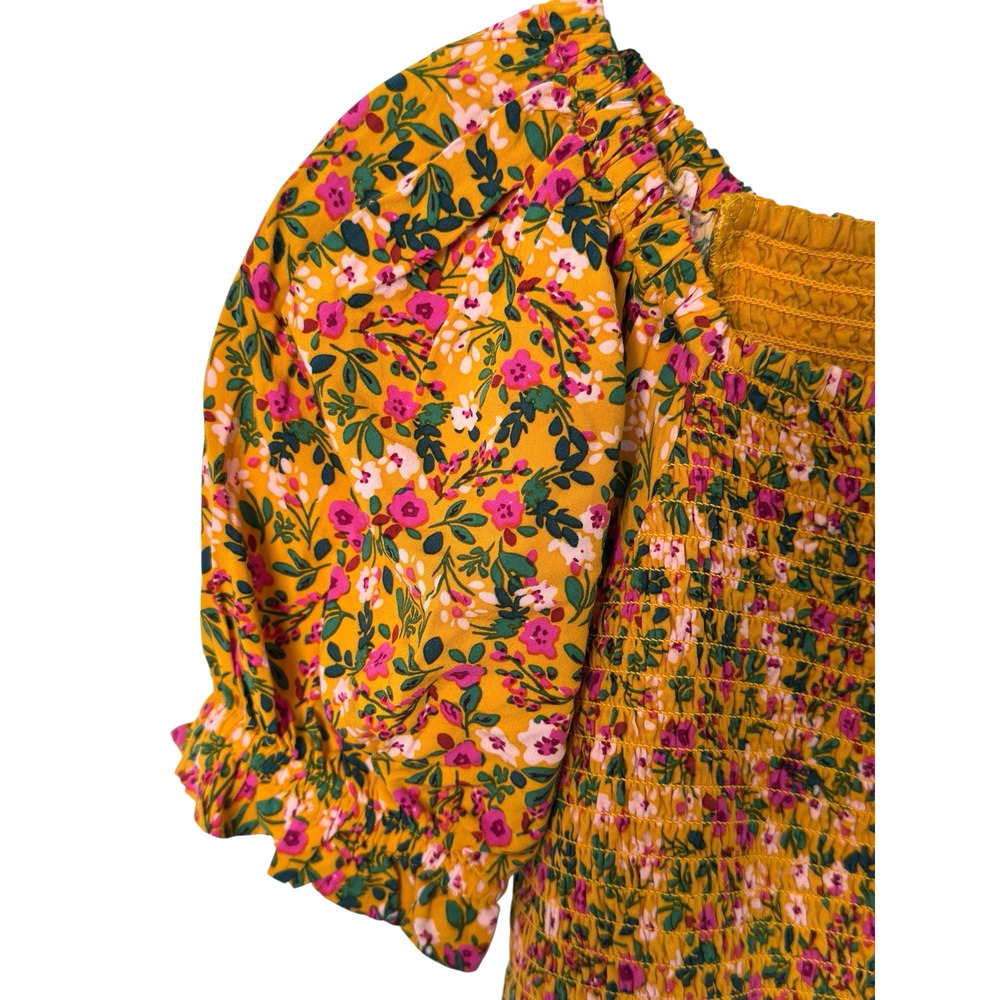 CREWCUTS J. Crew Girls' Sz 10 Floral Smocked Puff Sleeve Wide Leg Jumpsuit - Picture 5 of 10
